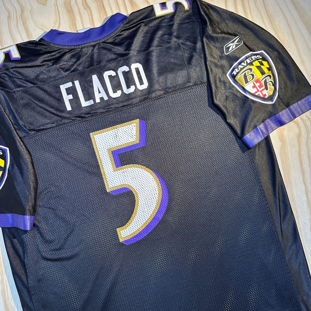 Reebok Men's Baltimore Ravens Joe Flacco #5 Black Football Jersey Size 2XL